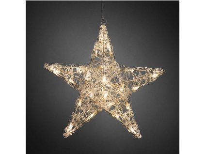 LED vánoční dekorativní závěsná 5-ti cípá HVĚZDA, 24xLED, teplá bílá, 34cm
