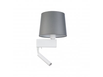Nástěnná moderní lampa s LED čtecím ramenem CHILLIN, 1xE27, 40W, šedá, bílá