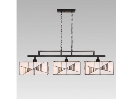 Závěsné vitrážové osvětlení na řetězu TIFFANY XV, 3xE27, 60W, antická hnědá