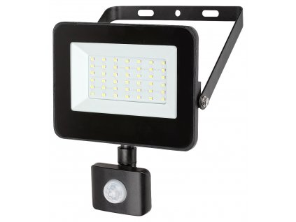 Venkovní nástěnný bodový LED reflektor s čidlem FLOOD, 30W, denní bílá, IP44, černý