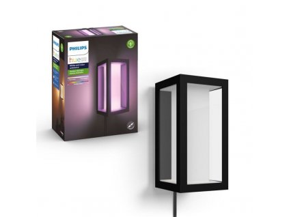 Venkovní nástěnné LED chytré osvětlení HUE IMPRESS s funkcí RGB, 2x8W, teplá bílá-studená bílá, čern