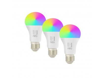 Chytrá LED stmívatelná žárovka NEO LITE s funkcí RGB a WiFi, E27, 11W, teplá bílá-studená bílá, 3ks