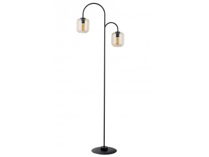 Stojací moderní lampa SHINE, 2xE27, 60W, černá/jantar