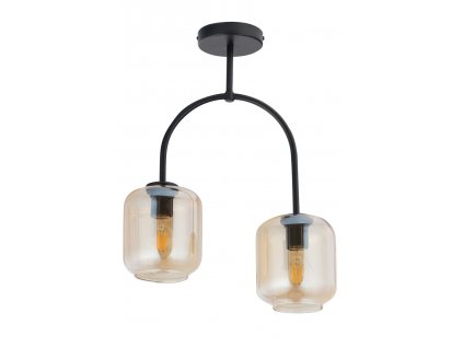 Přisazené moderní stropní osvětlení SHINE, 2xE27, 60W, černá/jantar