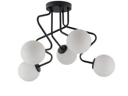 Závěsné moderní osvětlení na tyči ZIGZAG, 5xG9, 12W, koule, černé