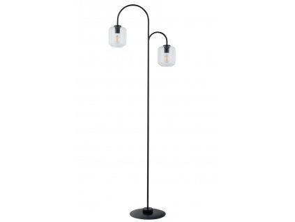 Stojací moderní lampa SHINE, 2xE27, 60W, černá/čirá