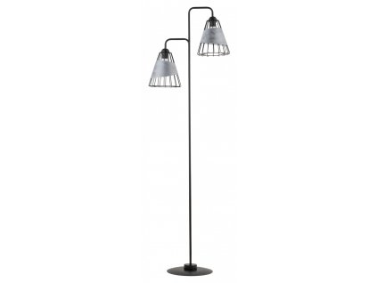 Stojací kovová lampa DENI, 2xE27, 60W, černá/šedá