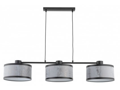 Závěsné moderní osvětlení GLORY nad jídelní stůl, 3xE27, 60W, kulaté, černá/stříbrná