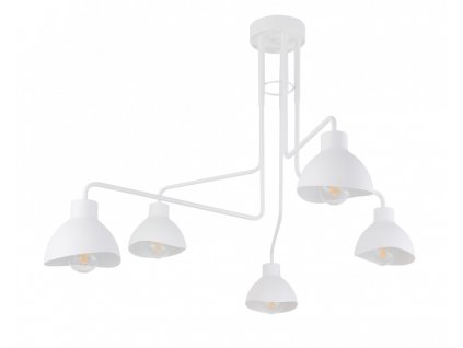 Závěsné moderní osvětlení na tyči HOLI, 5xE27, 60W, kulaté, bílé