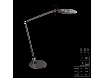 LED stolní dotyková lampa BELTIS, 9W, teplá-studená bílá, černá