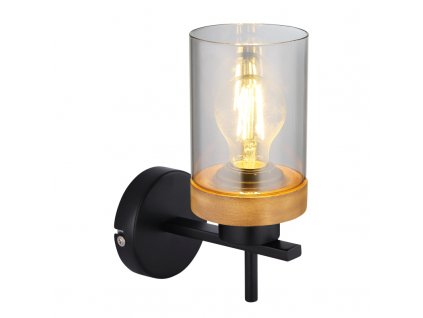 Nástěnné moderní svítidlo FINCA, 1xE27, 40W, černé, dřevěné