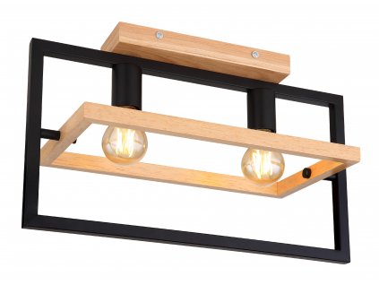 Stropní moderní osvětlení ERICA, 2xE27, 40W, dřevěné, černé