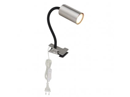 Stolní kovová lampa s klipem ROBBY, 1xGU10, 25W, černá, stříbrná