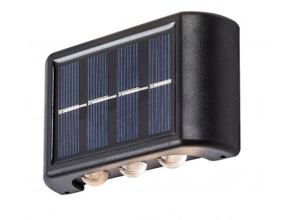 Solární nástěnné LED venkovní osvětlení s čidlem KANGTON, 1,2W, teplá bílá, černé