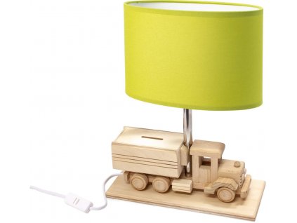 Stolní dřevěná dětská lampička ve tvaru náklaďáku, zelená