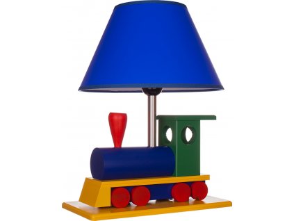 Dětská stolní lampička ve tvaru lokomotivy, různobarvená