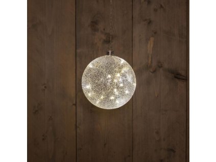 Dekorativní vánoční LED baňka, 2xAAA, 15cm, bílá