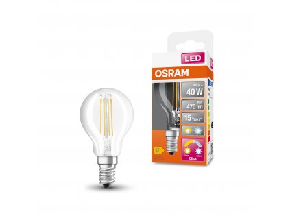 LED žárovka OSRAM, E14, 4W, 470lm, teplá-bílá