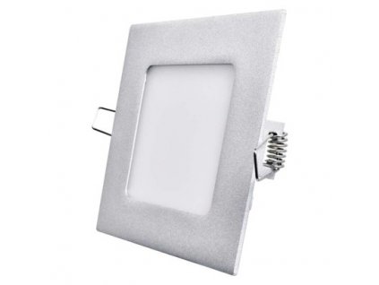 Vestavný LED panel, 6W, denní bílá, 12x12cm, hranatý, stříbrný