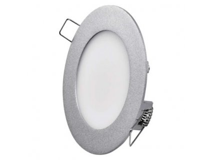 LED podhledové stropní osvětlení, 6W, denní bílá, 12cm, kulaté, stříbrné