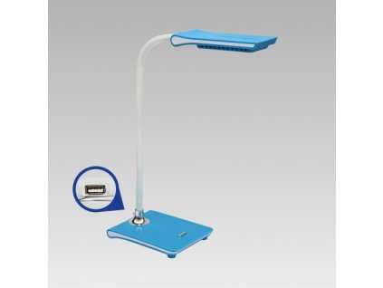 Stolní LED lampa JONAS s USB portem, modrá