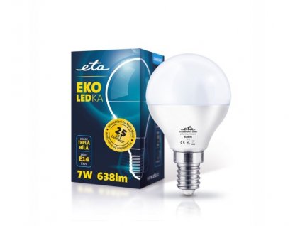 LED Žárovka ETA EKO mini globe, E14, 7W, 3000K, teplá bílá