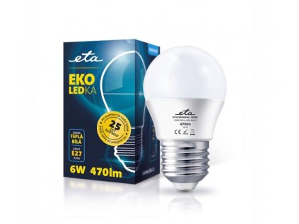LED Žárovka ETA EKO mini globe, E27, 6W, 3000K, teplá bílá