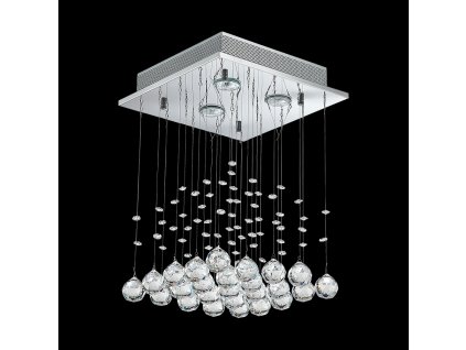Křišťálový přisazený lustr KILLYS, 3xGU10, 50W, 30x30cm, hranatý, stříbrný