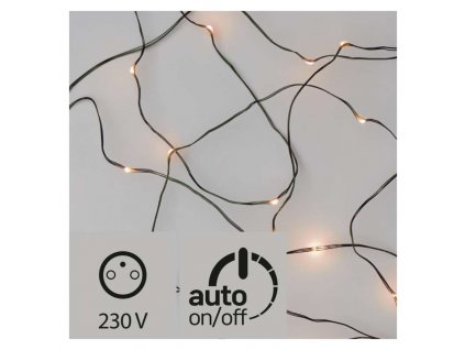 LED venkovní vánoční nano řetěz NANO LIGHTS, 75xLED, vintage teplá bílá, 7,5m, časovač, zelený