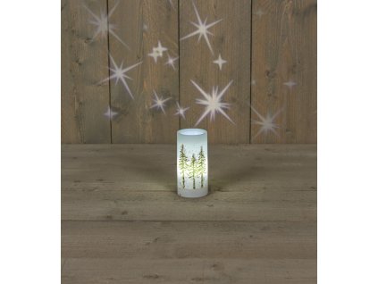 Vánoční LED svíčka s projektorem, hvězdy