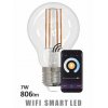 Inteligentní LED filamentová žárovka SMART TUYA, E27, A60, 7W, 2700-6500K, 806lm, WIFI