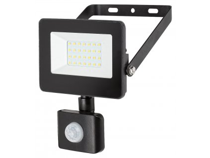 Vonkajší nástenný bodový LED reflektor s čidlom FLOOD, 20W, denná biela, IP44, čierny