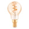 Retro stmievateľná filamentová LED žiarovka, E14, P45, 4W, 145lm, 2000K, teplá biela, jantárová