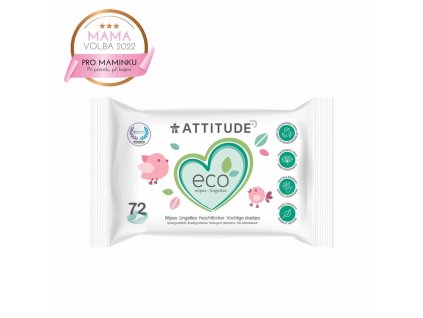 Vlhčené ubrousky ATTITUDE  🌱 kompostovatelné, 72ks / bal.