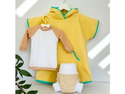 Set k vode MANGO  / Plavky, Poncho, Tričko s UV ochranou 🌼