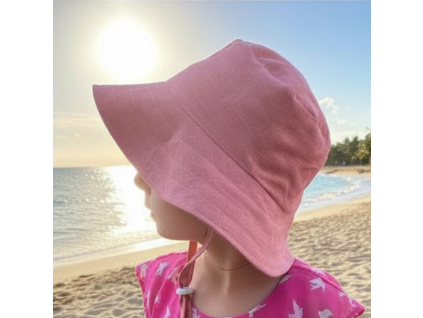 Lněný klobouk ROSE  / dvouvrstvý, odnímatelná šňůrka