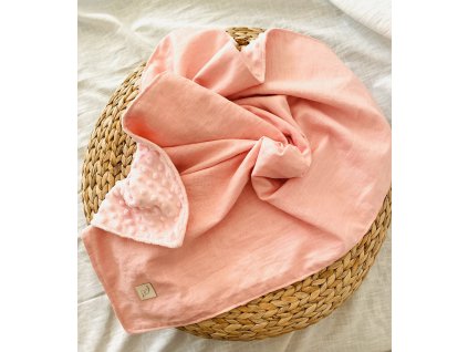 Minky-ľanová deka - Baby Pink