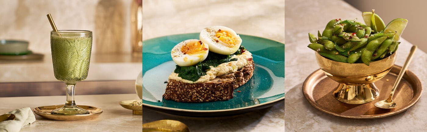 Snídaně, svačina a koktejl s vysokým obsahem bílkovin