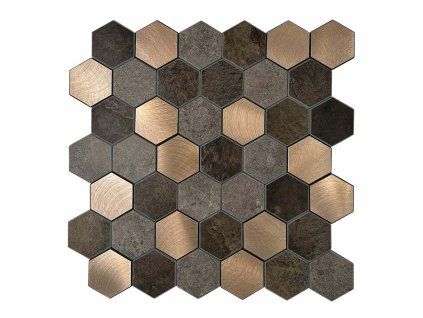 mozaika hexagon bronzově hnědá