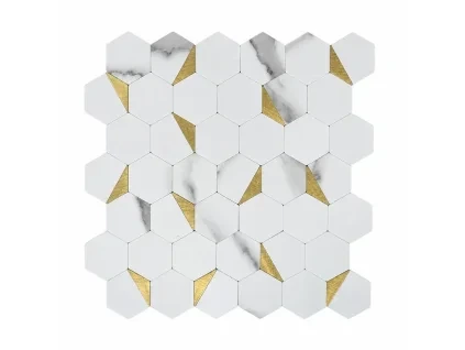 mozaika hexagon bílo zlatá