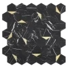 Samolepicí mozaikový obklad Hexagon – černý mramor se zlatými prvky