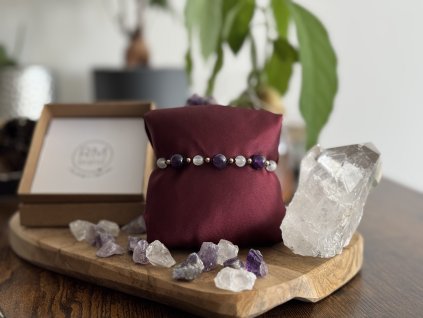 Shamballa náramek Ametyst a Selenit