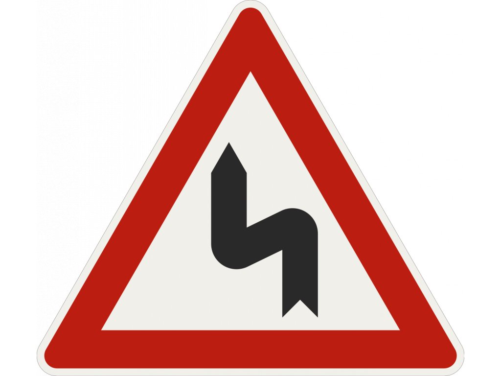 Dopravná značka 111-10 Dvojitá zákruta (prvá vľavo)