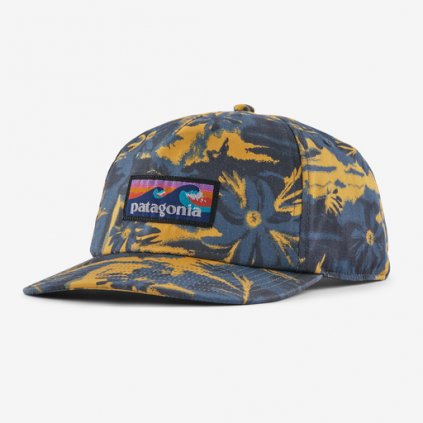 Patagonia Boardshort Label Funfarer Cap - Cliffs and Waves: Utility Blue
