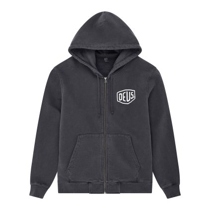 Deus Ex Machina Shield Garment Dyed Zip Hoodie - Black