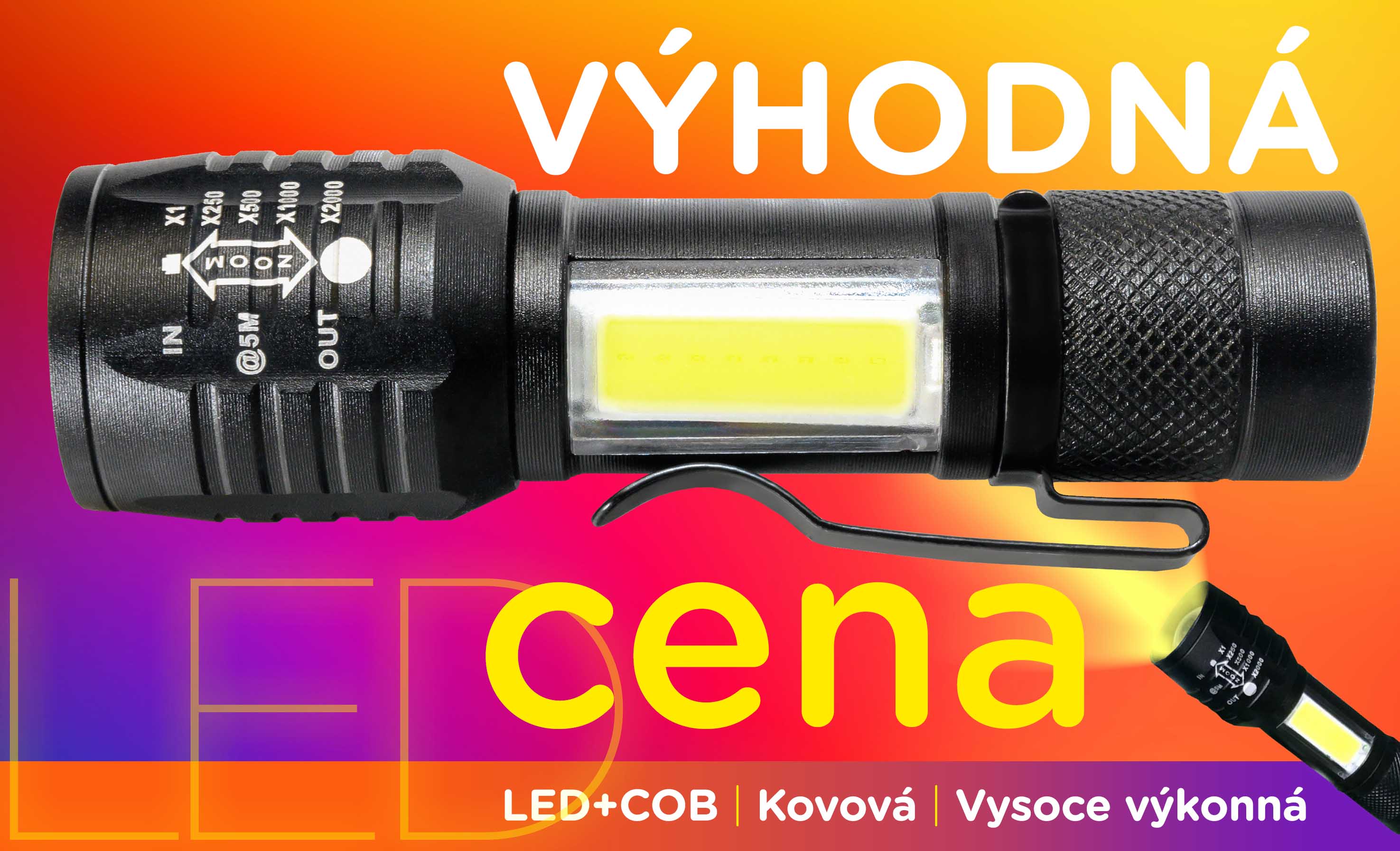 LED+COB LED svítilna za výhodnou cenu