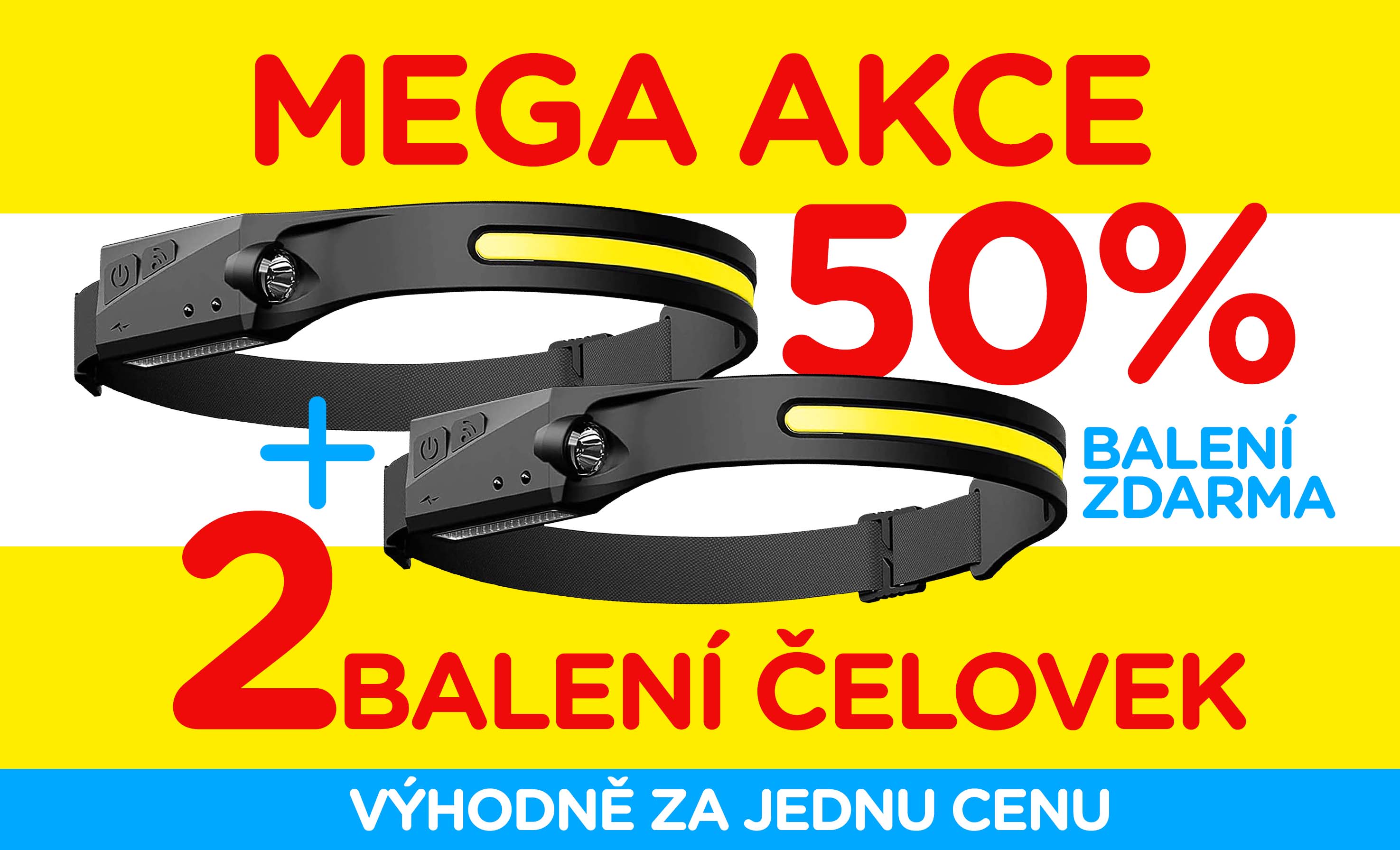 MEGA AKCE 2 balení LED čelovek