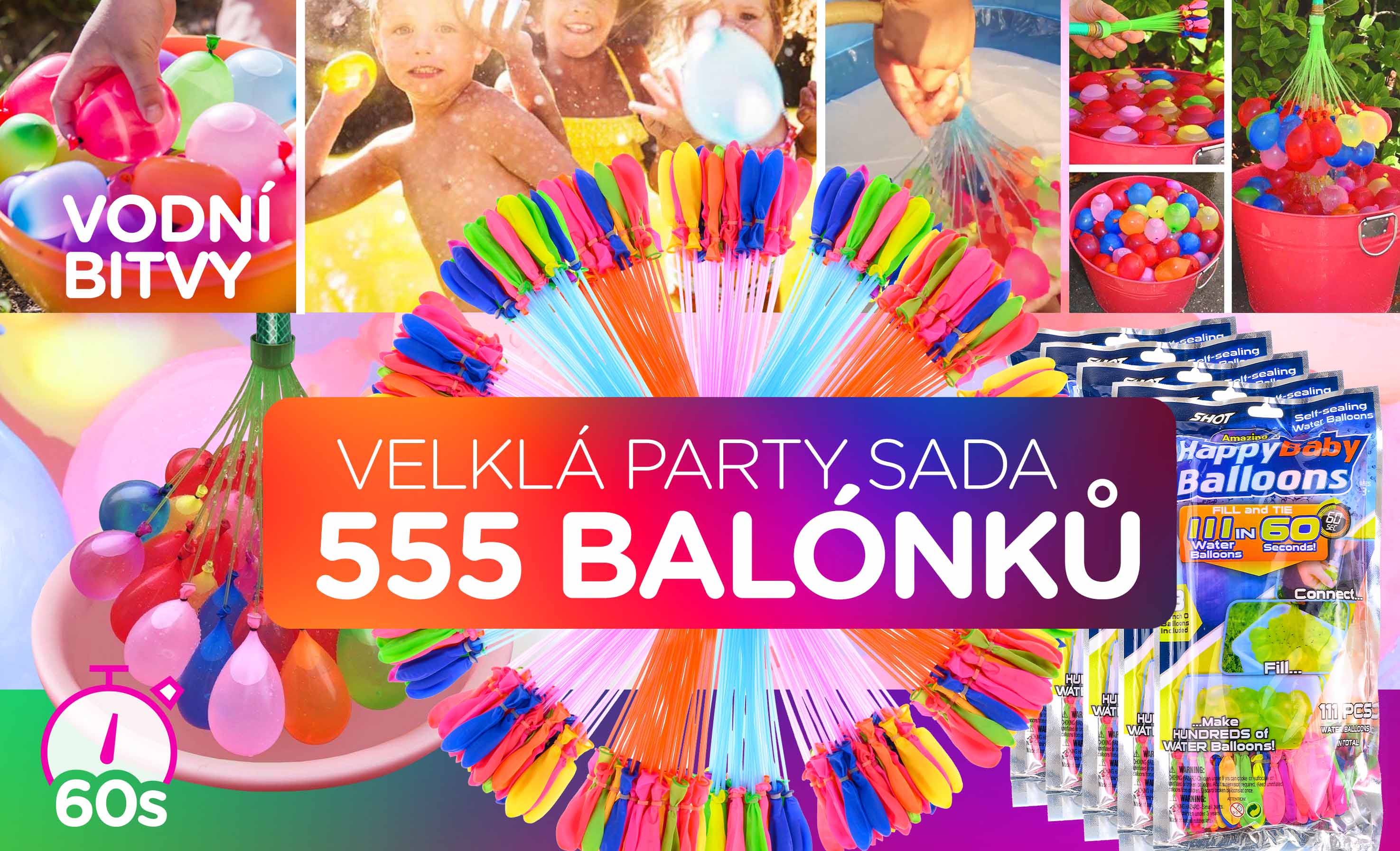 555 kusů Vodních balónků - Sada 5 balení vodních bomb