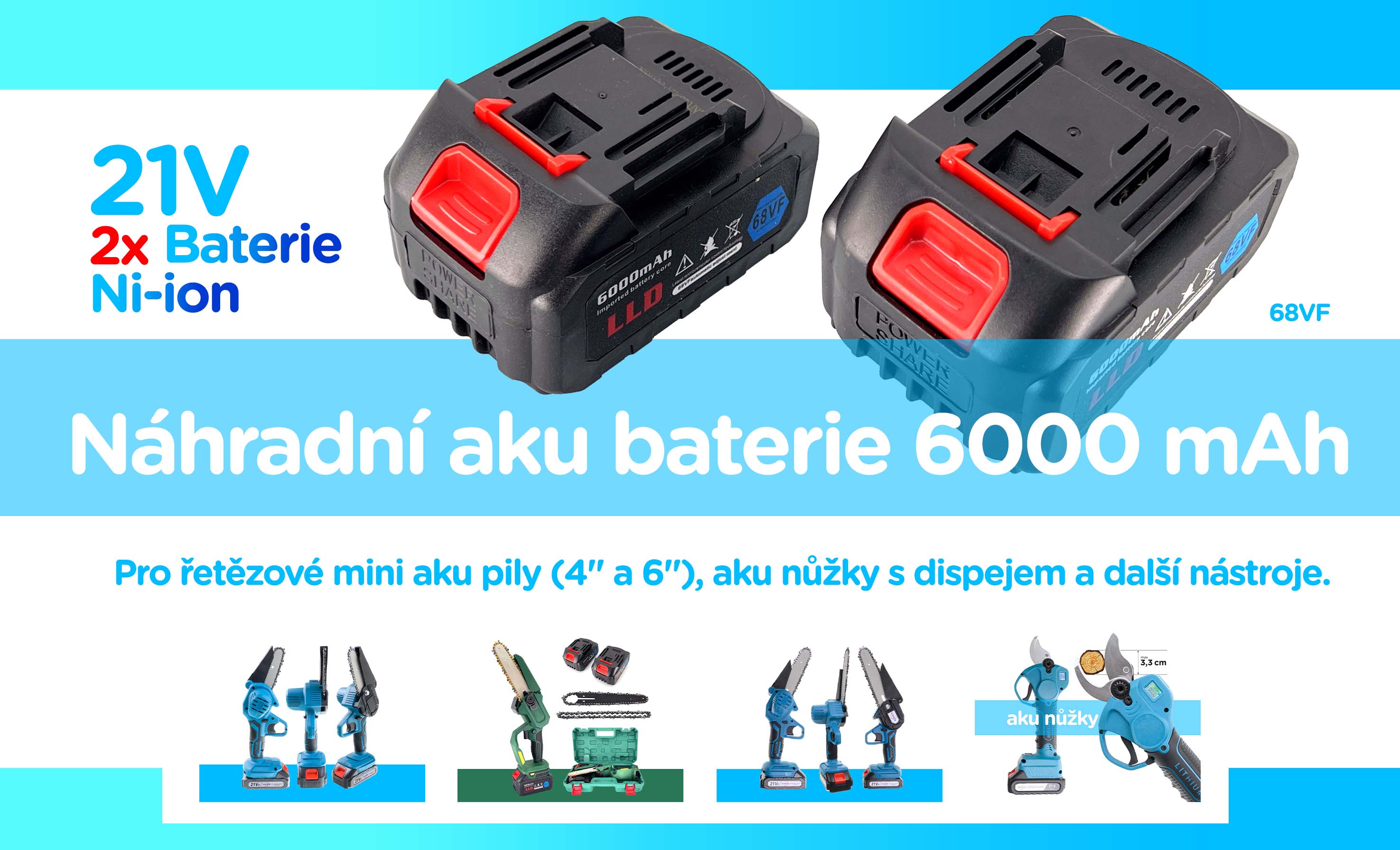 Aku Baterie dobijecí pro nářadí 6000 mAh