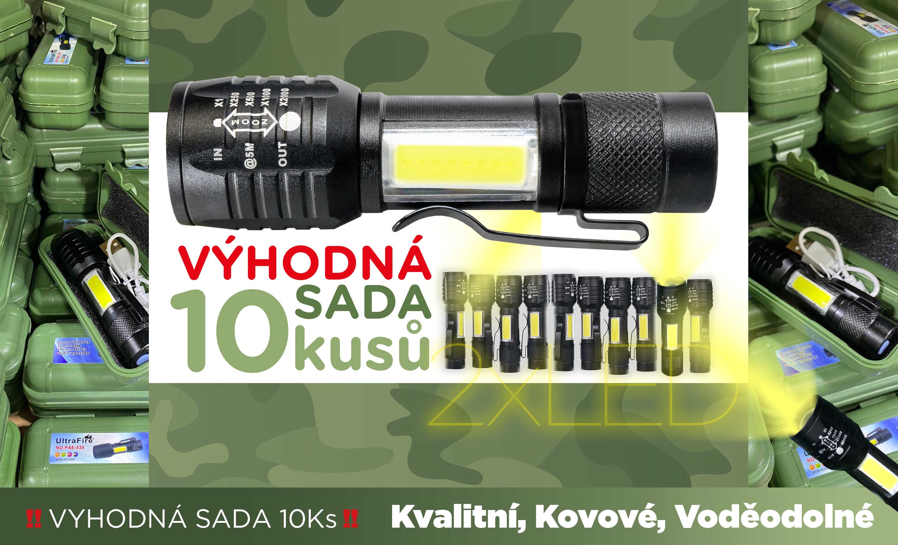 Výhodná sada 10 balení Kovových LED svítilen